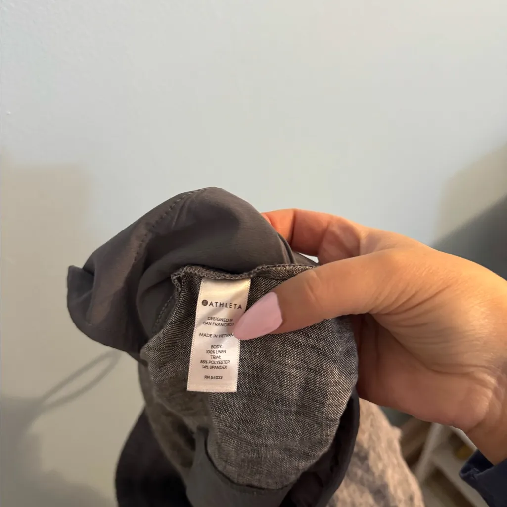 Athleta grey 100% linen jogger pants size 6 - Image 6