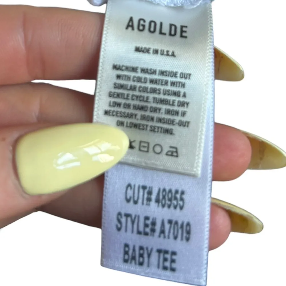 AGOLDE  cropped baby doll tee white Size Medium Basic Tee no flaws - Image 9