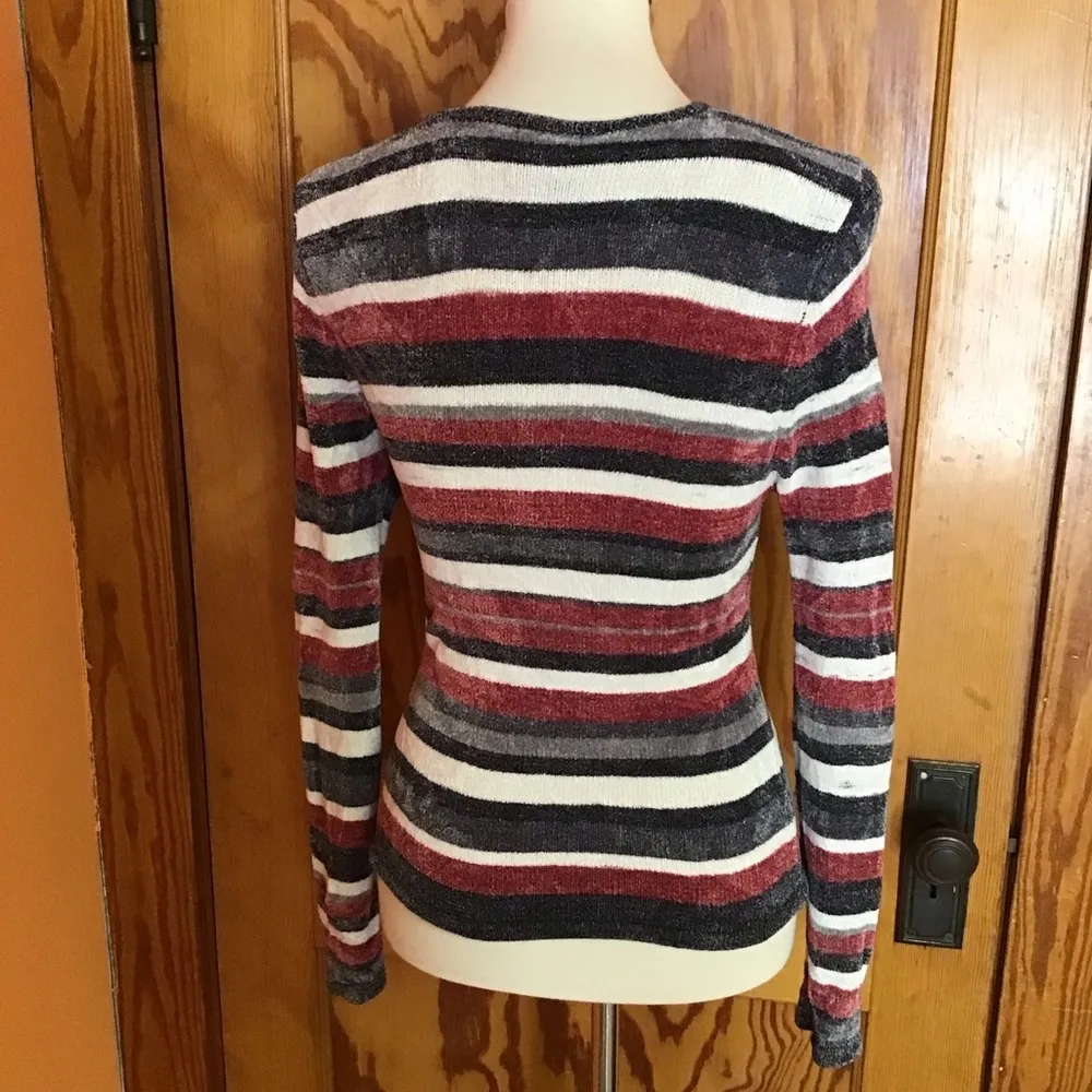Vintage 90s Arizona Jean Co Striped V Neck Sweater Red Size XS - Image 11