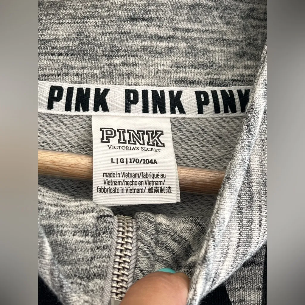 Pink Victoria’s Secret Campus Quarter Zip Pullover Marl Gray - Image 5