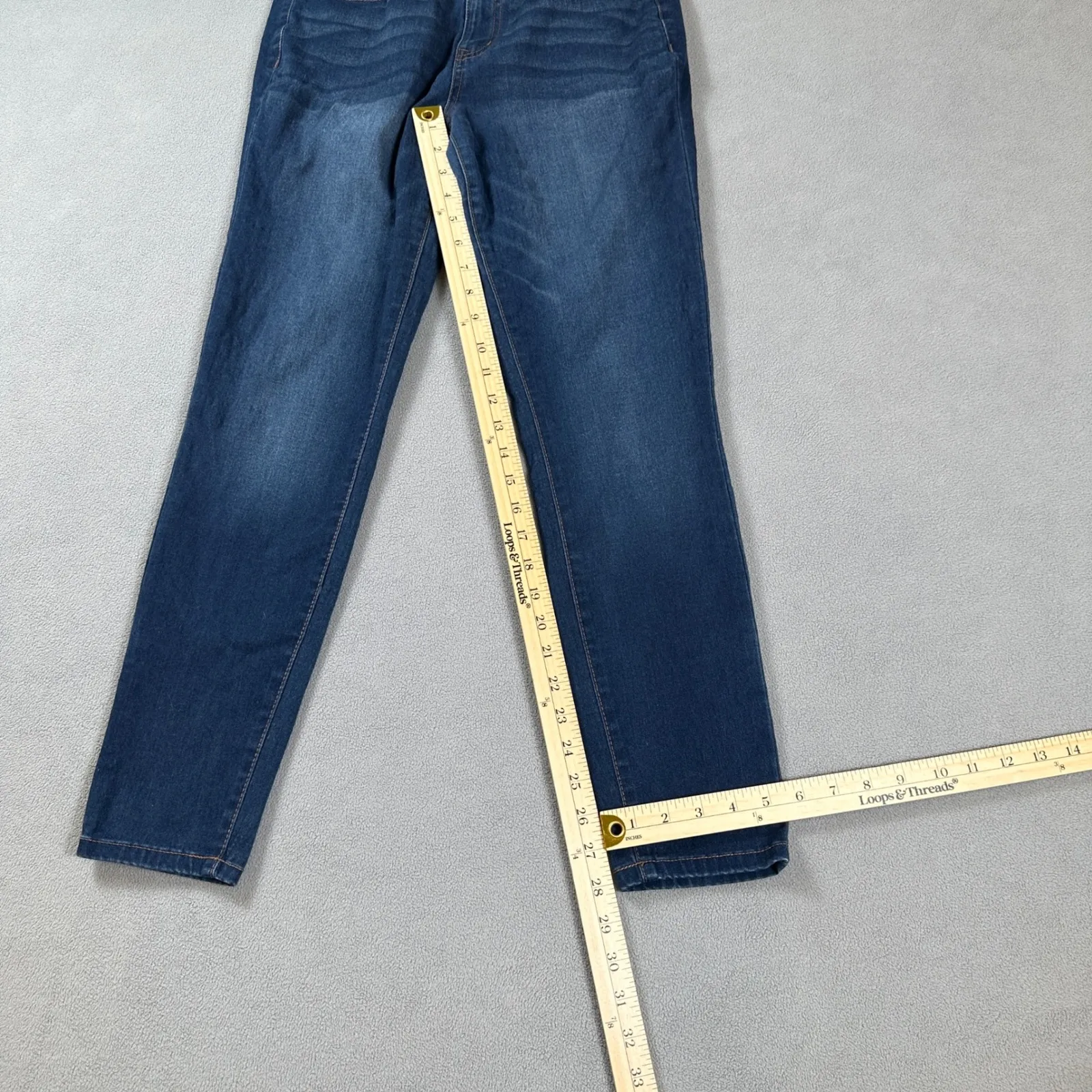 AERO Jeans Womens 10 Reg High Rise Skinny Dark Wash Faded Stretch Slim Denim Blue - Image 4