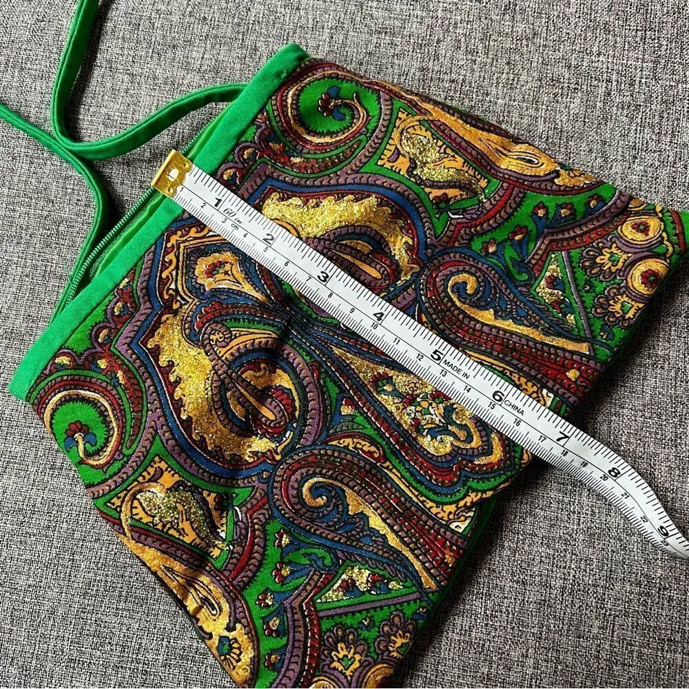 NWT Ek Balam Green Handmade Purse Zipper Pouch Made in Mexico Green Jewel Multi - Image 6