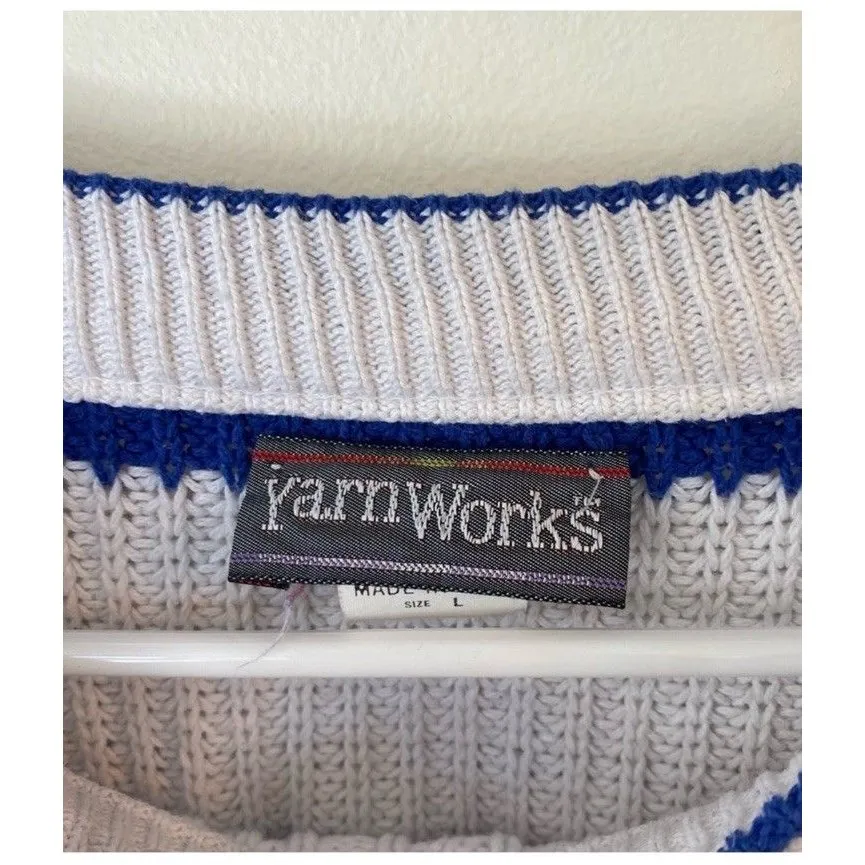 Vintage Sweater Red White Blue Soft Cottage Core Size Large Patriotic Game Day - Image 2