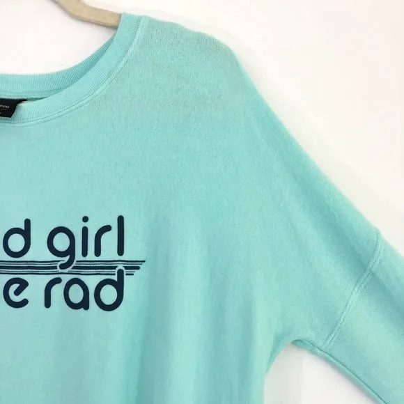 New Good Girl Gone Rad Graphic Print Knit Pullover Teal Splash - Image 8