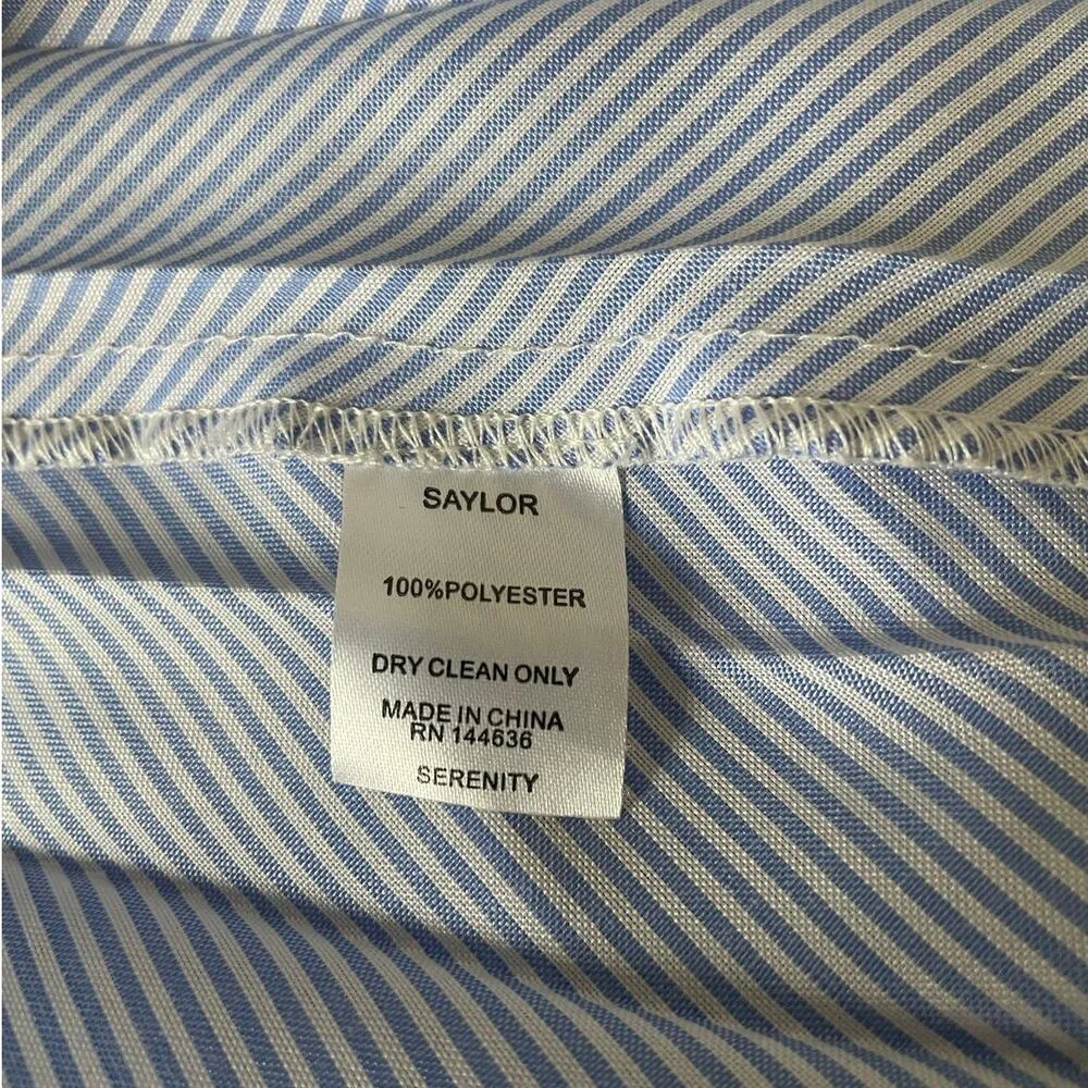 SAYLOR  Serenity Pleated Blue & White Striped Knee Length Skirt Size XS X-Small - Image 6