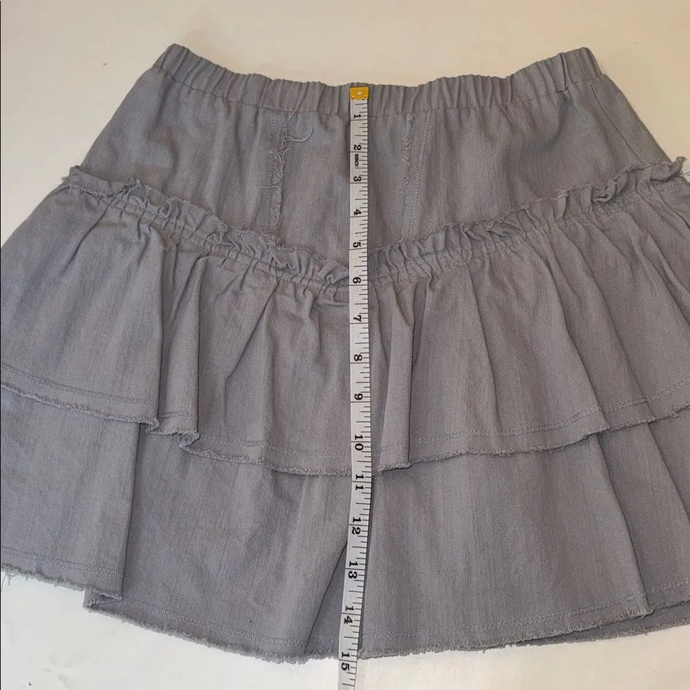 Kirious Los Angeles 100% Cotton Raw Hem Tiered Skirt, Size Small - Image 3