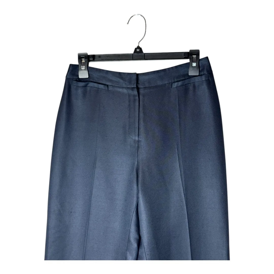 Oscar de la Renta Pants Women 8 Navy Blue Silk Blend Luxury Career Trousers‎ - Image 3