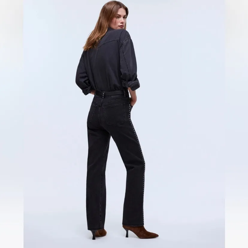 NWT Madewell Limited-Edition Drop: The‎ Studded '90s Straight Jean size 26 black - Image 10
