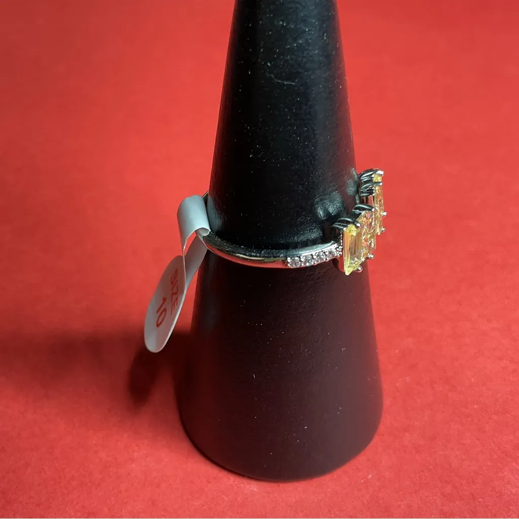 Bomb Party RBP8231 “Always Glowing” LC Citrine & CZ on Rhodium Size 10 Ring NWT Yellow - Image 2