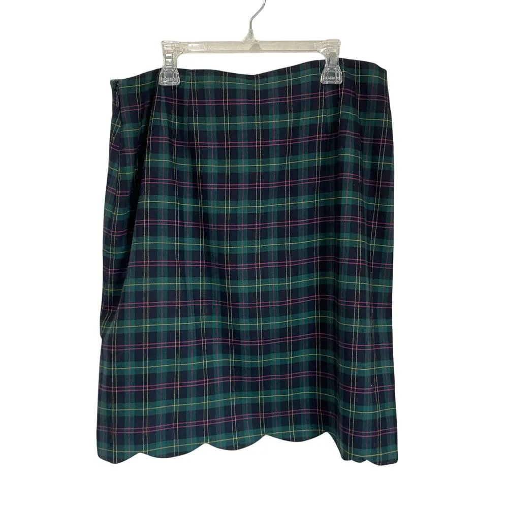 Talbots Plaid Wool Blend Academia School Preppy Scallop Hem Skirt Size 8 - Image 2