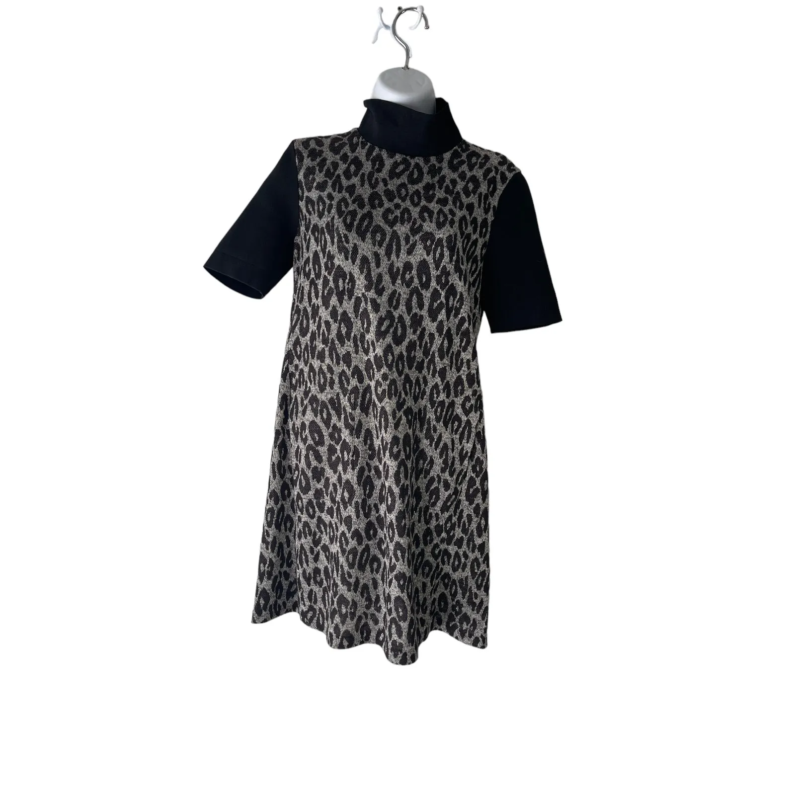 Catherine Malandrino Size Small Black Gray Leopard Print Midi Dress - Image 5
