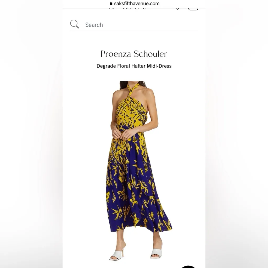 Proenza Schouler Dégradé floral halter dress | Cobalt Blue & Yellow - Image 3