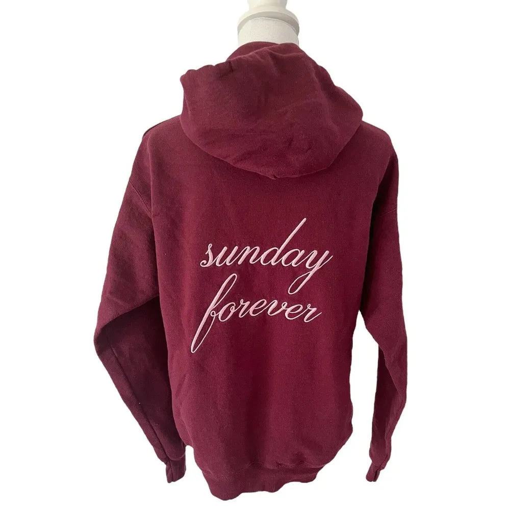 Sunday Forever Embroidered Spell Out Pullover Loungewear Hoodie Sweatshirt Small Purple - Image 3