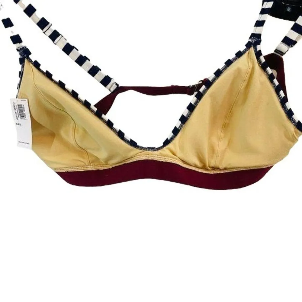 Old Navy Bralette Swim Bikini Navy Burgundy Stripe Womens XXL - Image 7