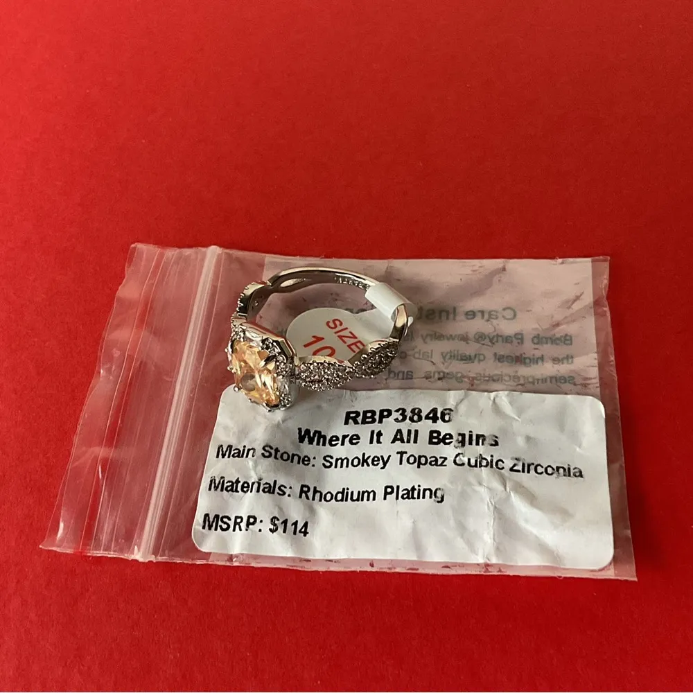 Bomb Party RBP3846 “Where It All Begins” Topaz CZ on Rhodium Size 10 Ring NWT - Image 5