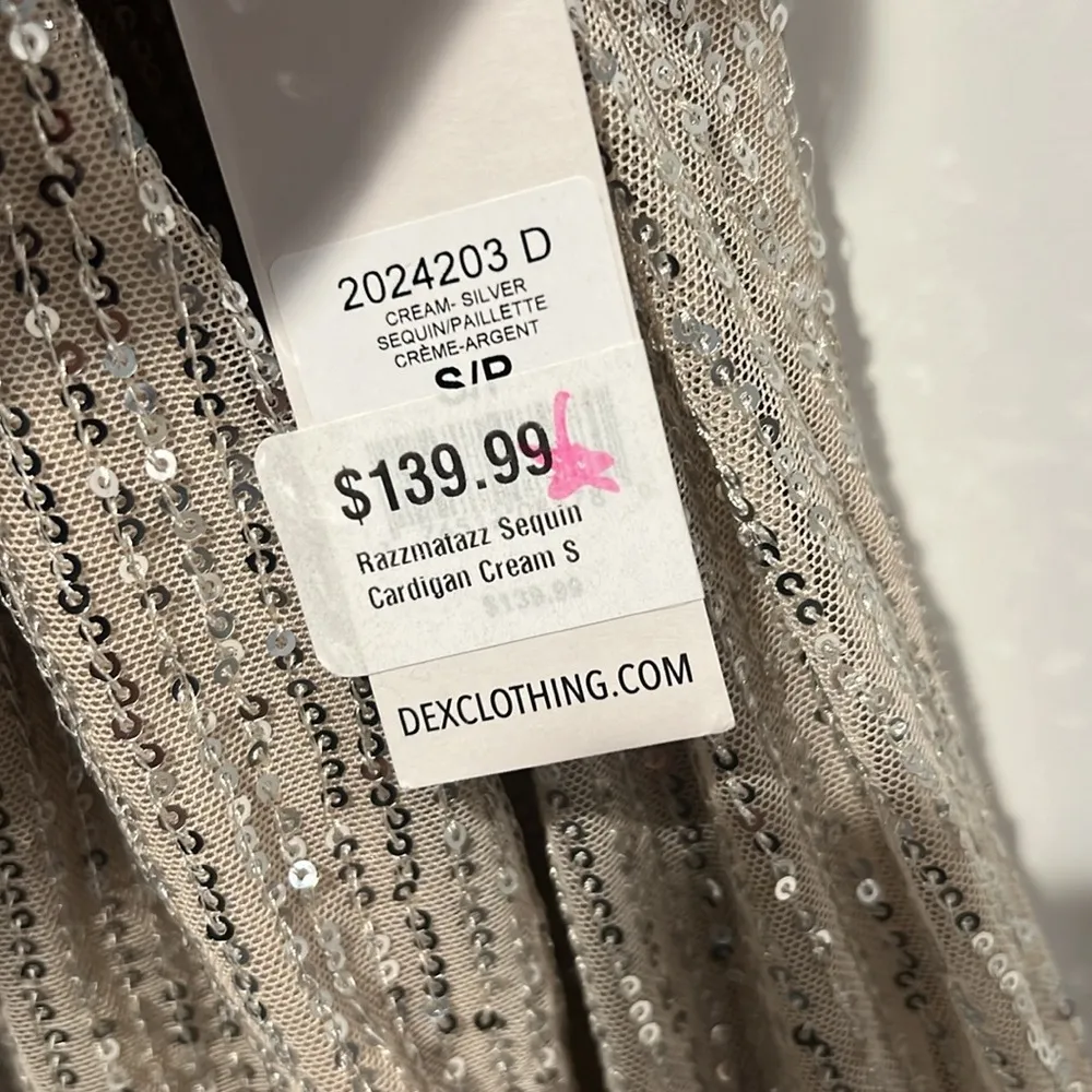 Dex Sparkle City Sequin Duster Cream Silver Sequin - Image 5