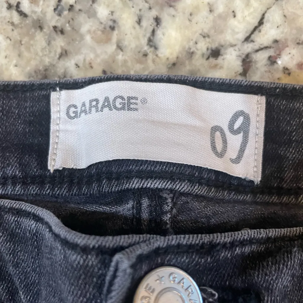 Garage Gray High Rise Jeans with Black Floral Pattern - Image 3