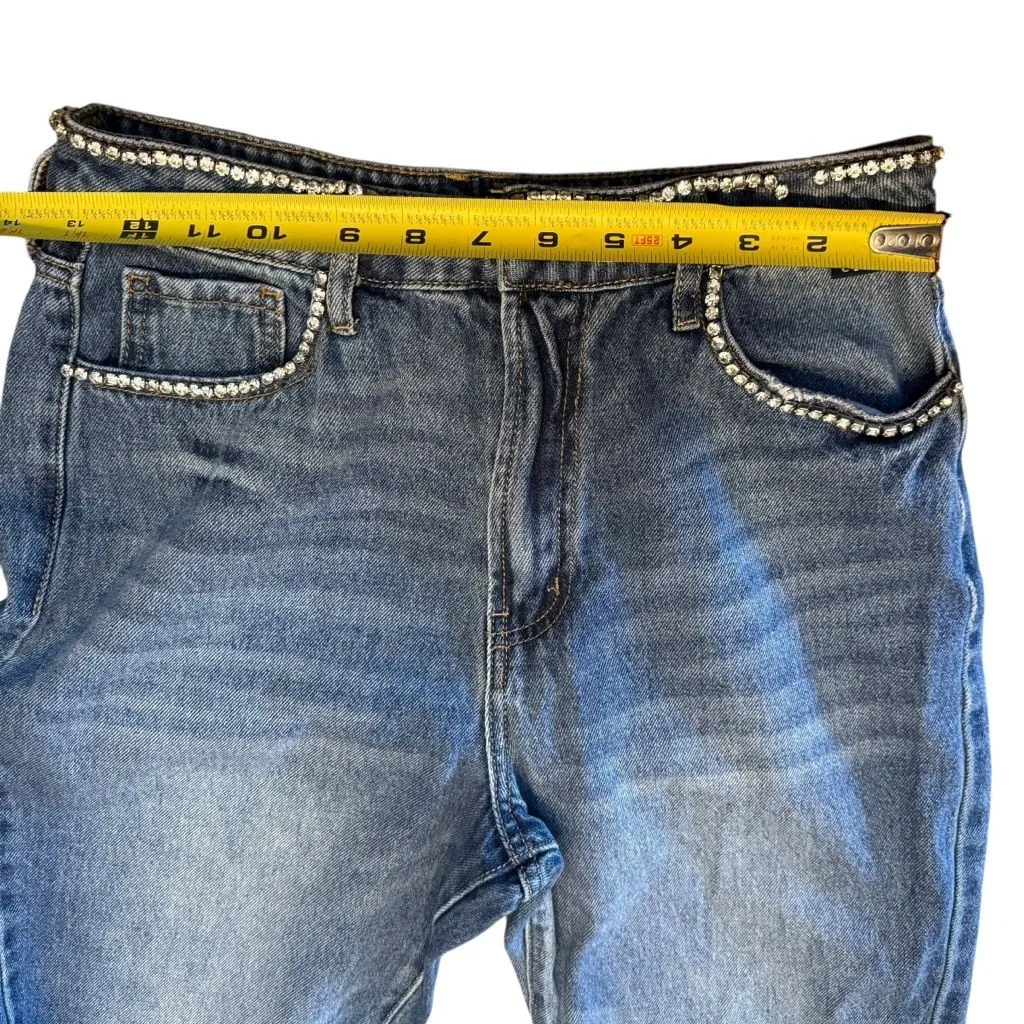 Cello Size 3 Rhinestone Embellished Dad Jeans Blue Denim Disco Cowgirl Bling - Image 7