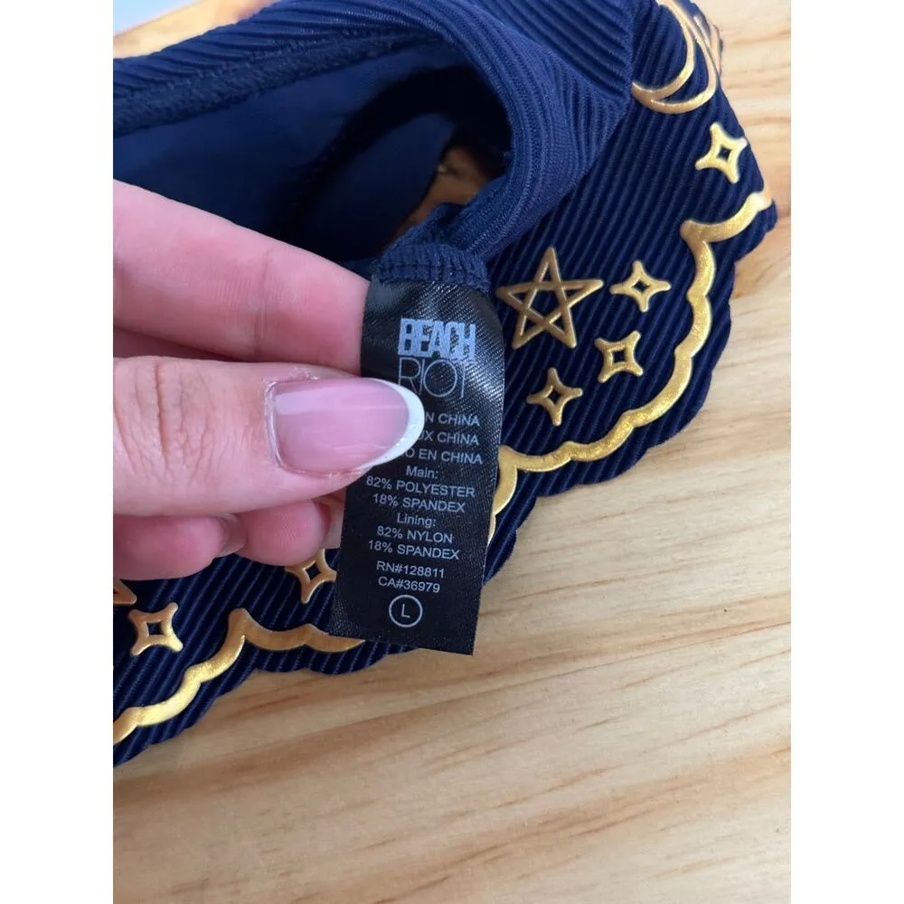 NWT Beach Riot Lauren Bikini Top & Chloe Bikini Bottom Set Navy Women's Size L - Image 6