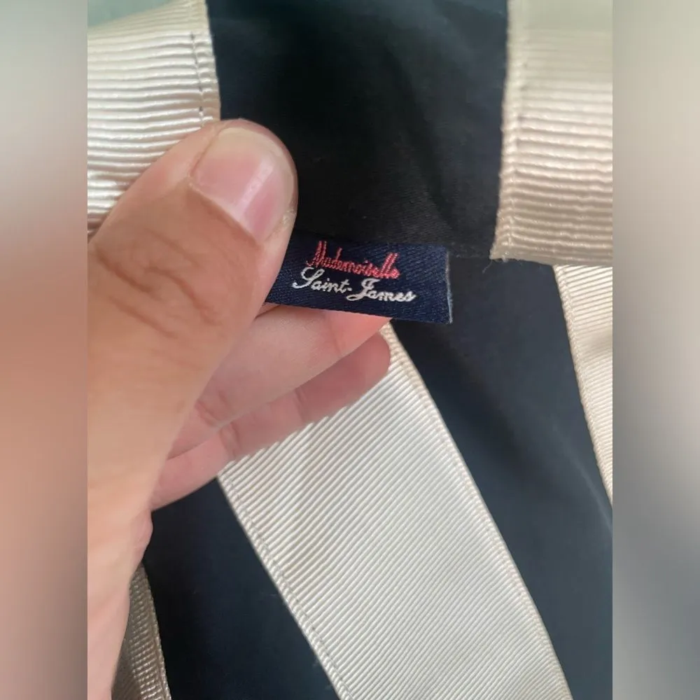 Saint James Mademoiselle Navy and White Stripe Parisian Shift Dress SZ 6 Blue - Image 4