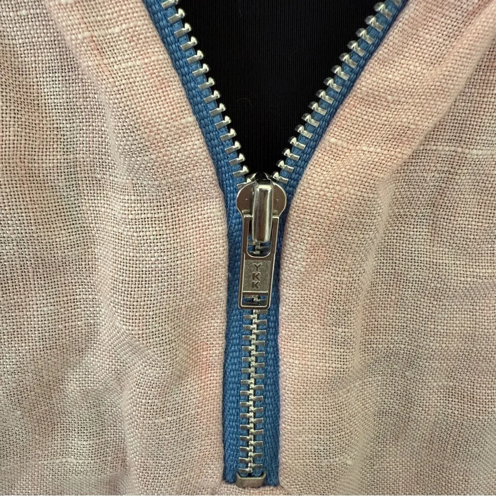 Colorblock Cottage Linen Sundress Cynthia Rowley Medium Blue Pockets Midi Dress - Image 9