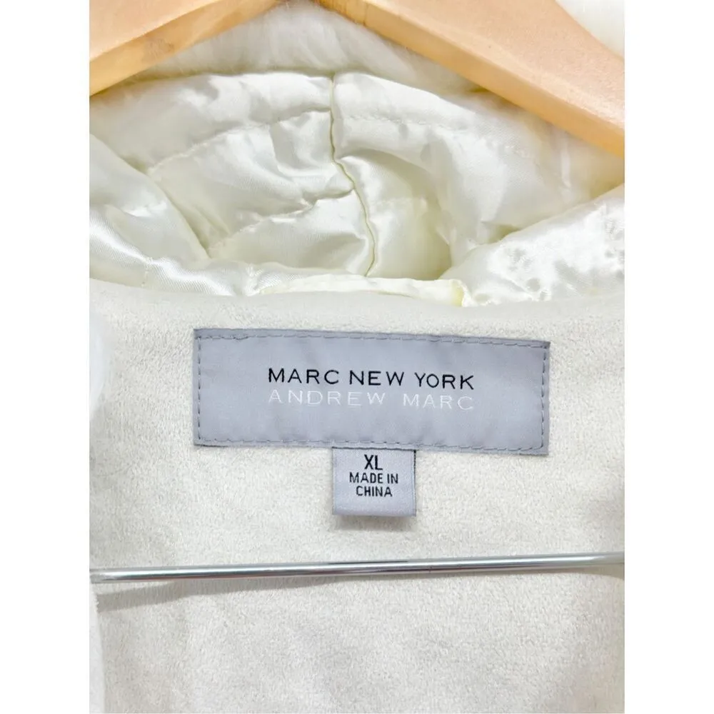 Marc‎ New York Vest Size Extra Large White Faux Fur Hooded Full Zip - Image 8