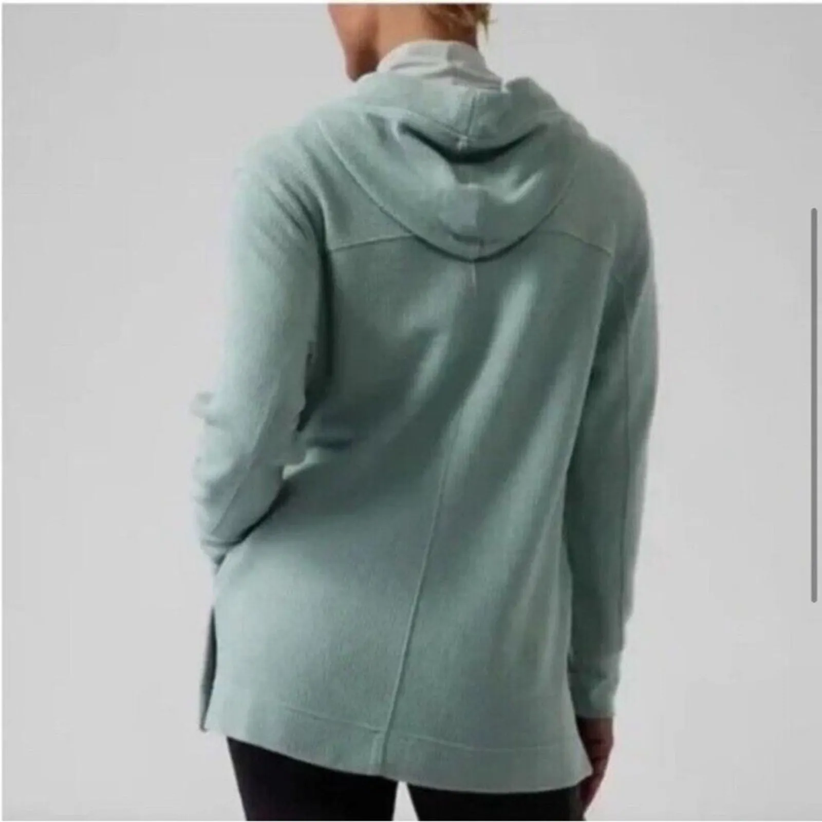 Athleta Coaster Luxe Waffle‎ Hoodie Long Sleeve Sweatshirt in Seafoam Green Sz L - Image 2
