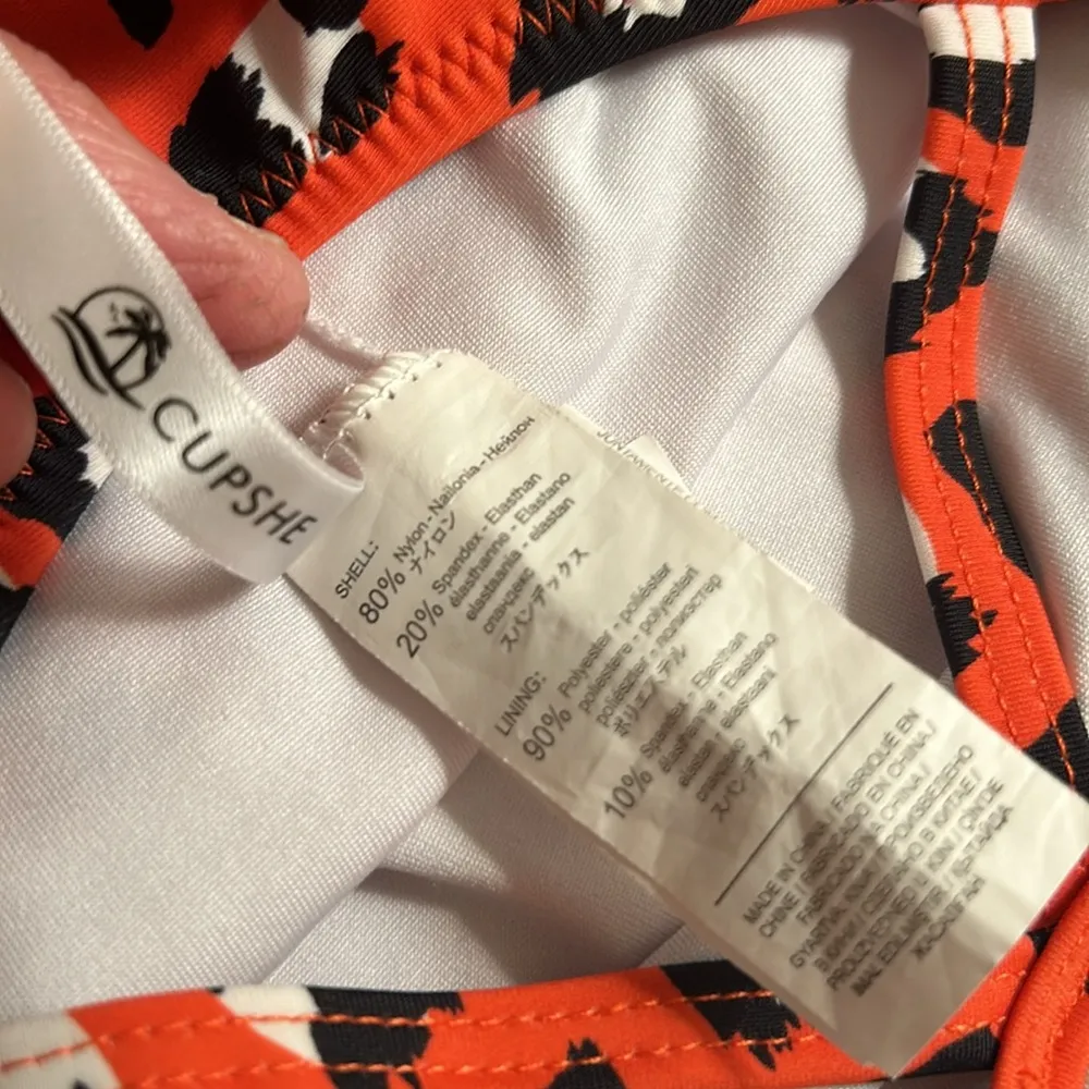 Orange Leopard Print One Pc. Swimsuit Size L - Image 8