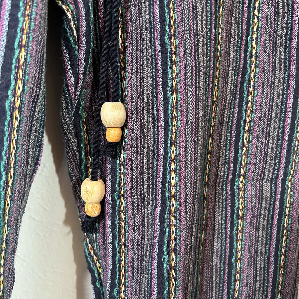 Sundance boho lagenlook cotton viscose stripe pants colorful size small buttons Blue - Image 3