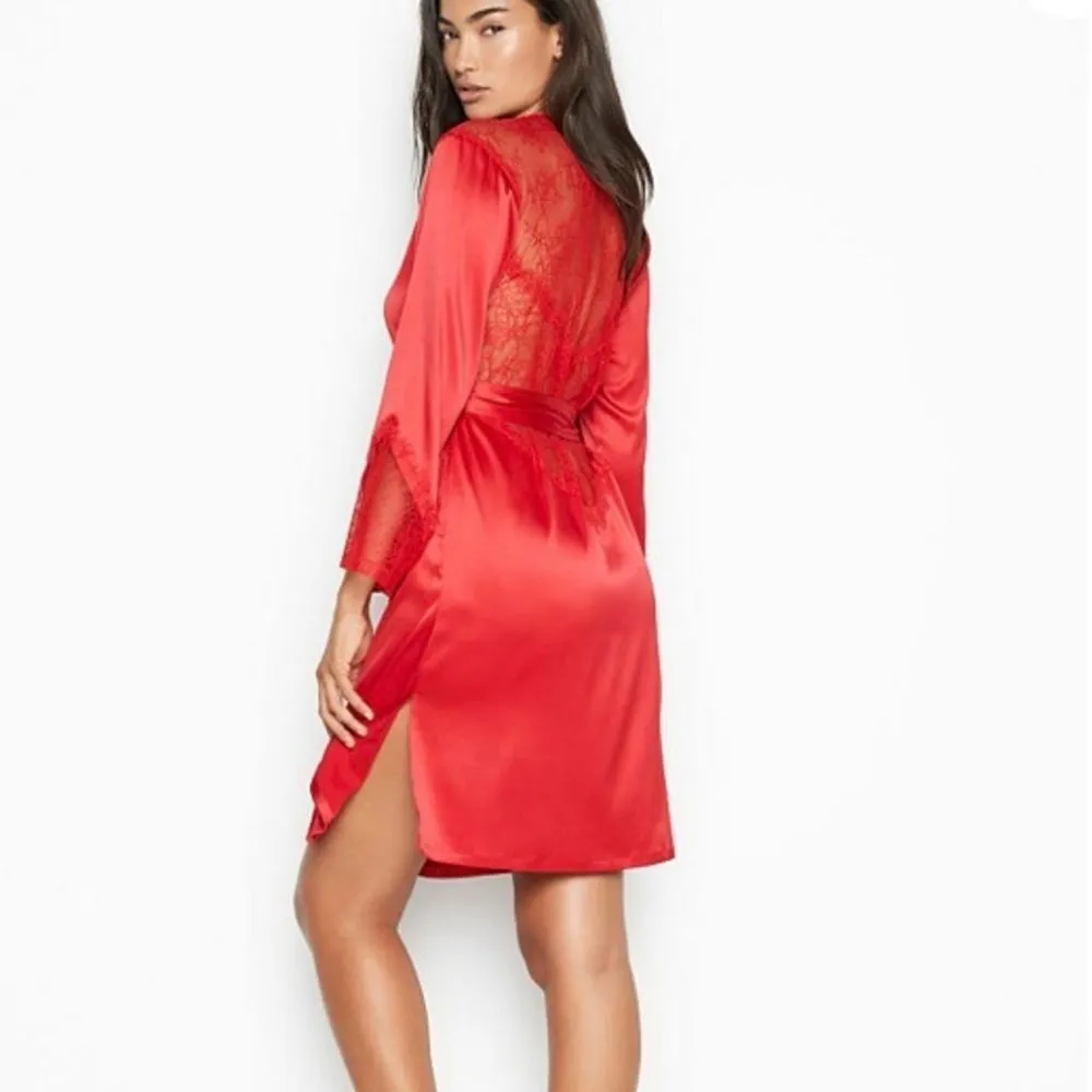 Victorias Secret Red satin robe kimono M/L - Image 3