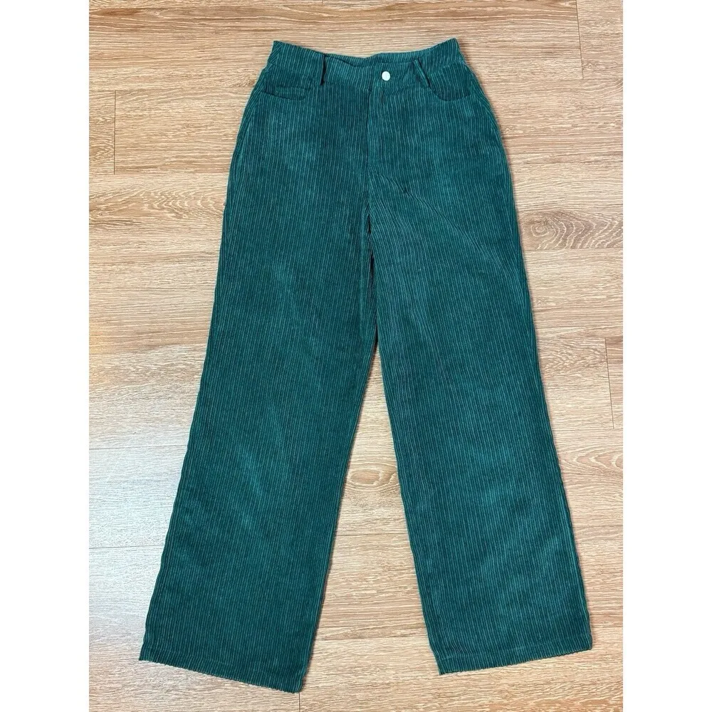 Princess Polly Corduroy Flared Pants women Size 2 green 80s wide leg Bottoms - Image 2