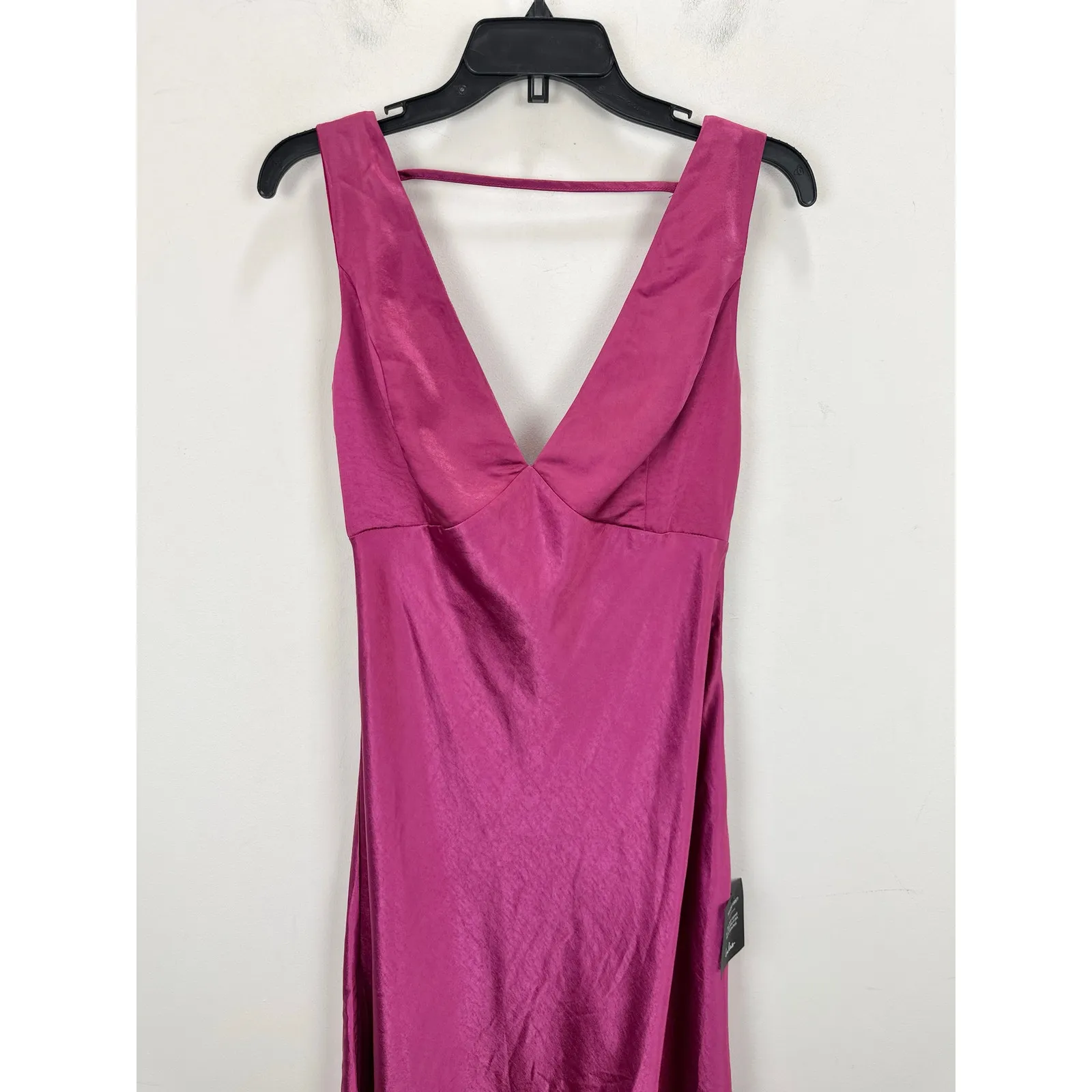 Lulus Incredible Love Magenta Satin Cowl Back Midi Slip Dress Cocktail Large NWT - Image 6