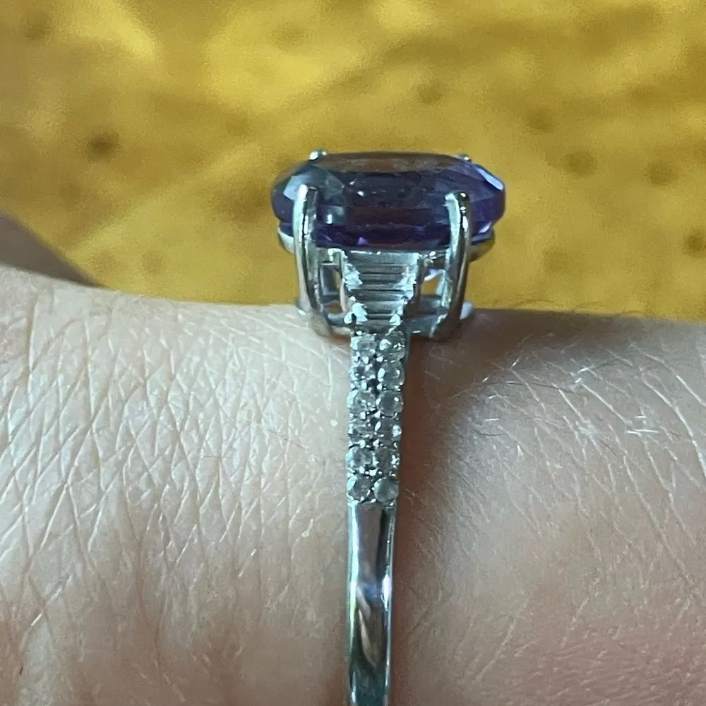 Lab Created Alexandrite Sterling Silver Ring Size 9 - Image 4