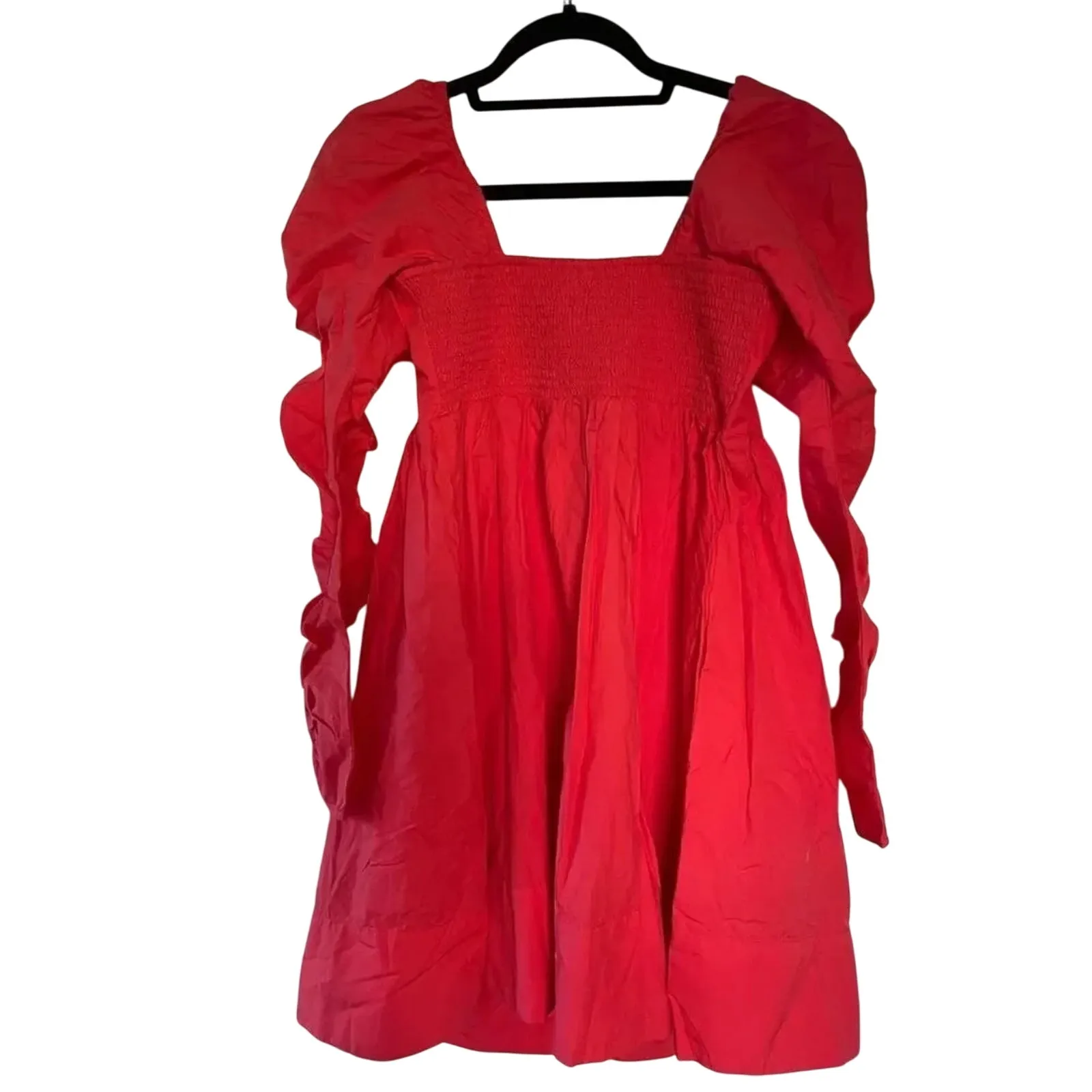 FREE PEOPLE Lindsay Babydoll Dress in Bella Rosa Red Size L New w/ Tag MSRP $138 - Image 13