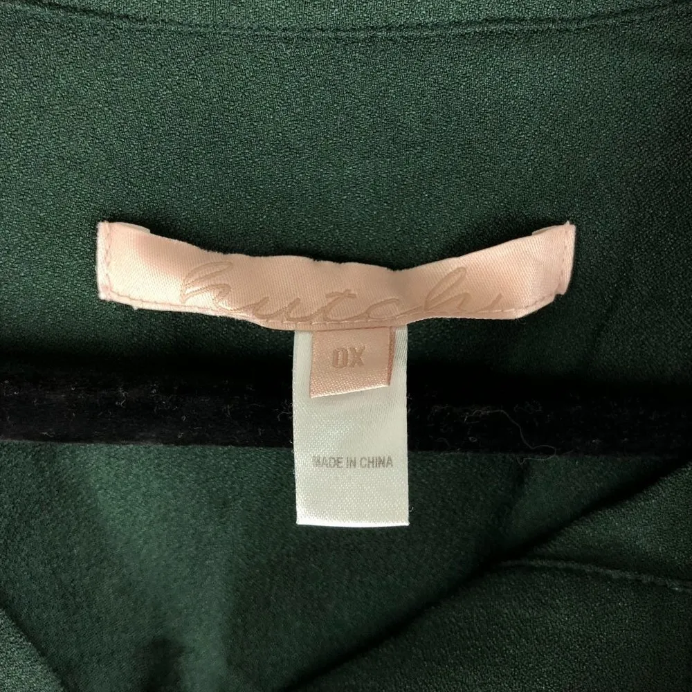 Hutch Midi Shirt Dress Long Sleeve Tie Elastic Waist Slit Collared Green 0X - Image 3