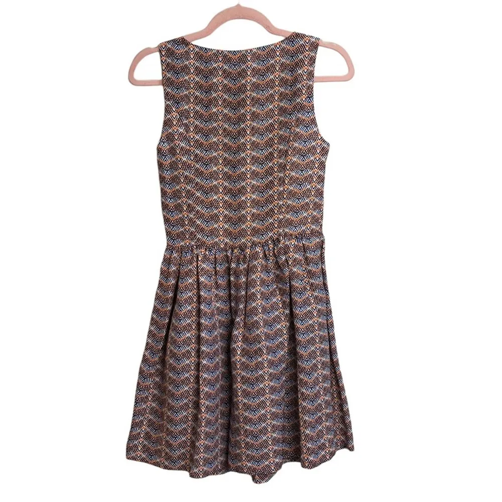 Joie Meriel Linen and Silk Chevron Print Sleeveless Dress - Image 2