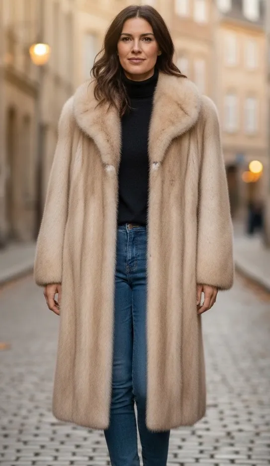 Palomino Mink Fur Open Front Vintage Coat Size L - Image 2