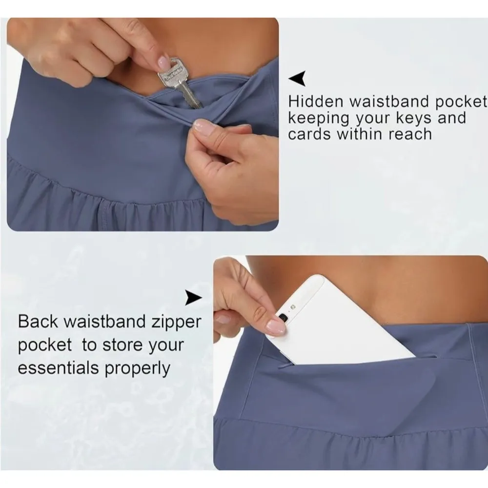 THE GYM PEOPLE High Waisted Running Shorts Ink Blue Size L New With Tag Size L - Image 5