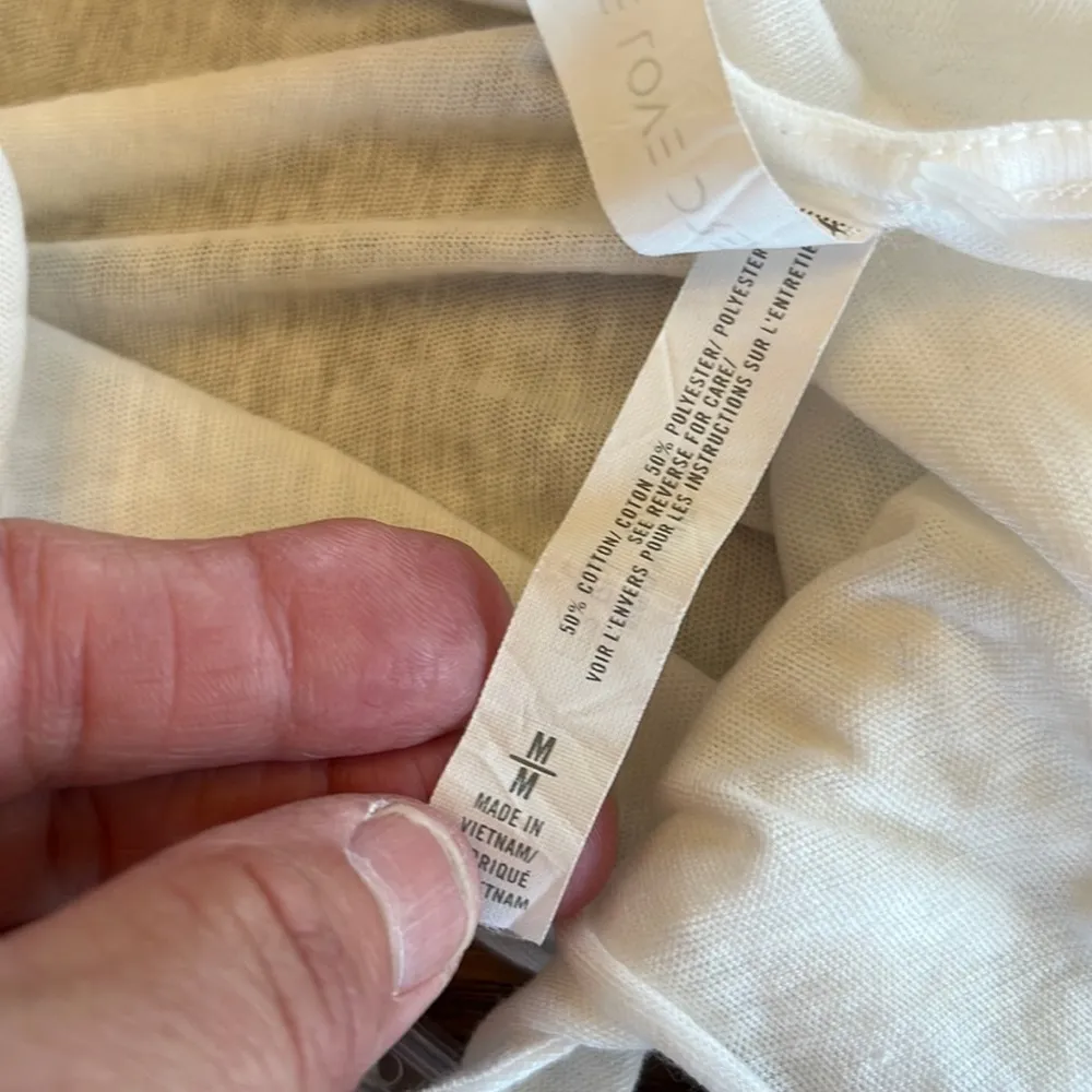 Live Love Dream Tank Hombre Tassel Crop White Blue Womens M Long Side Arm Slits - Image 14