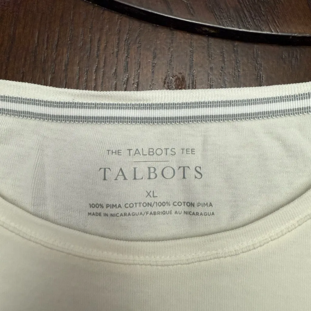 Talbots Cream Pima Cotton classic Tee size XL - Image 4