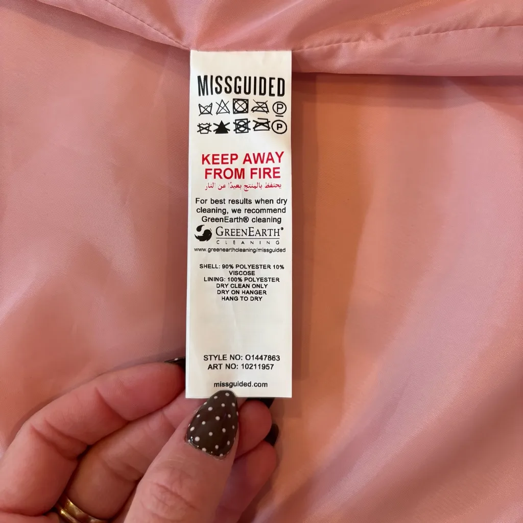 Missguided Drop Shoulder Light Pink Faux Fur Formal Women's Coat US Size 6 - Image 7