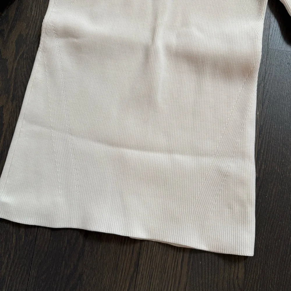 Cream Ribbed White Mock Neck Sweater - Image 5