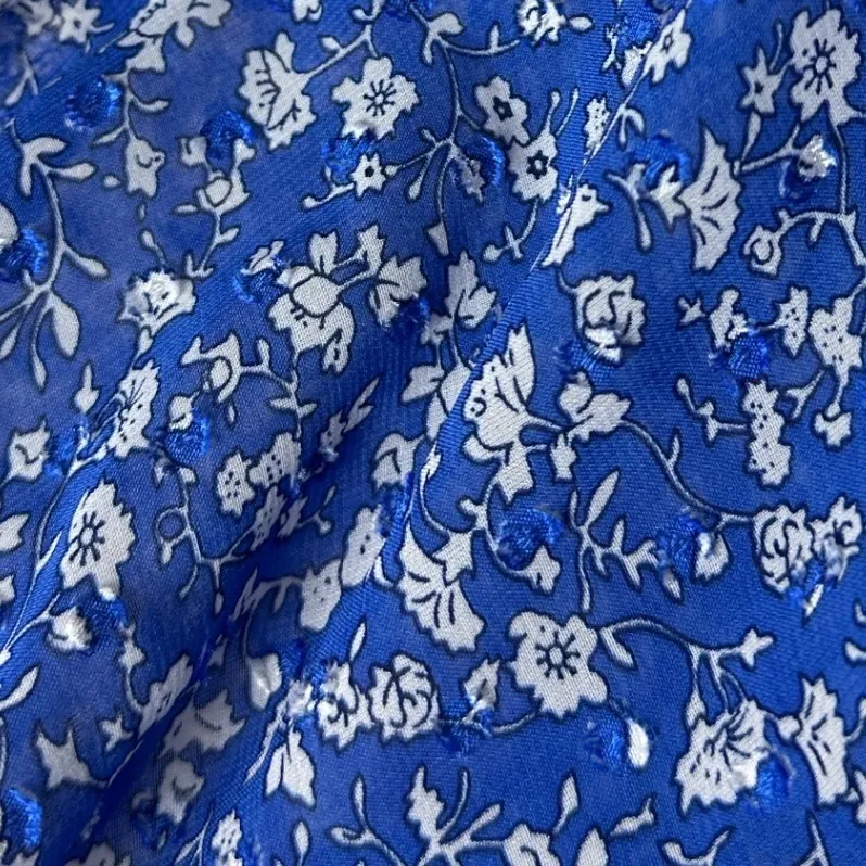 Hello Molly Women's Blue Floral "Just a Number" Mini Dress Smocked Ruffle Size 8 - Image 7