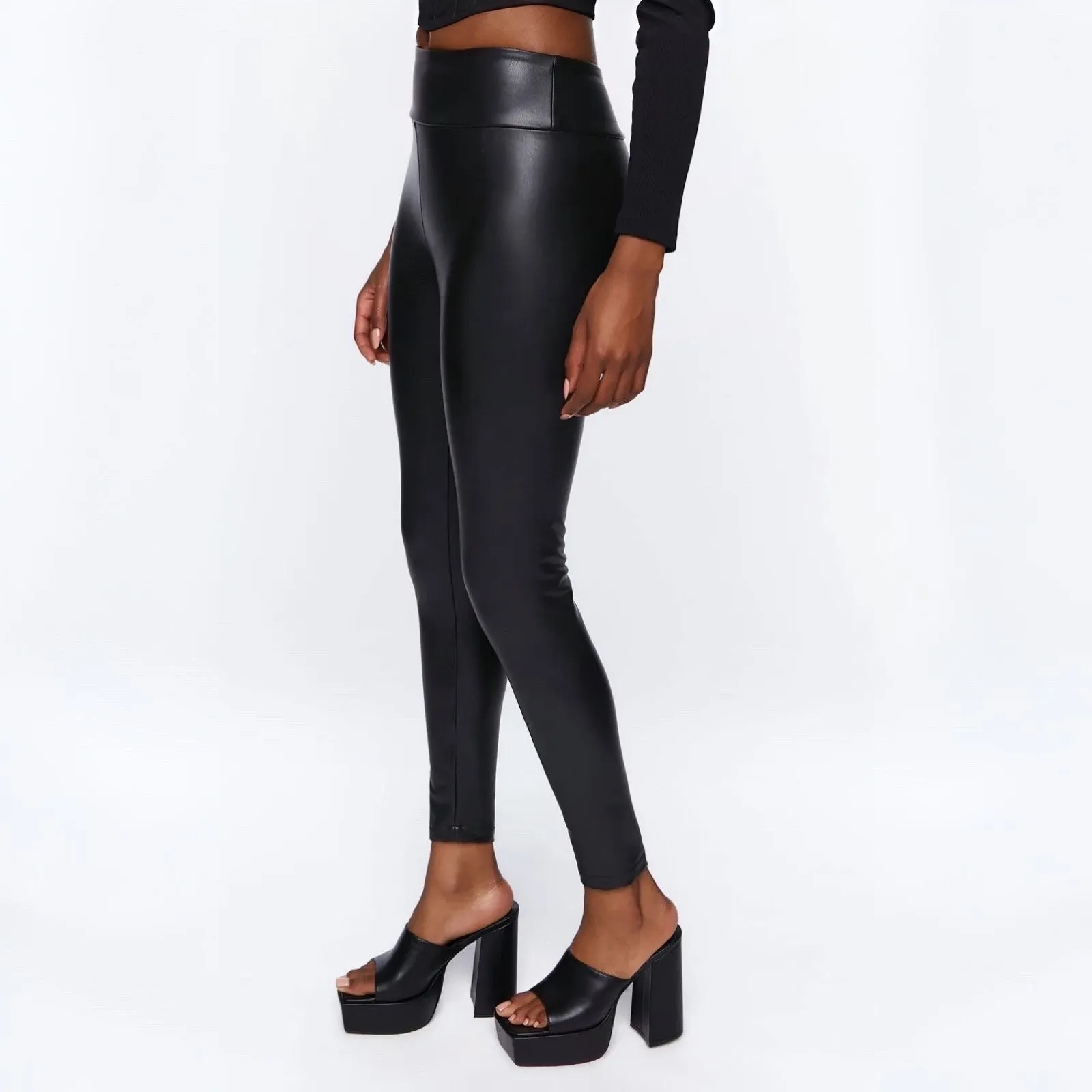 Forever 21 Vegan Leather High Rise Leggings - Image 3
