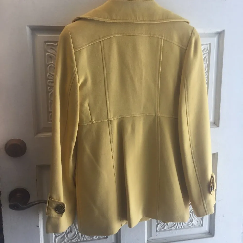 Womens Yellow Blazer Long Sleeve Jacket Coat Casual Gold Buttons Size M Size M - Image 5