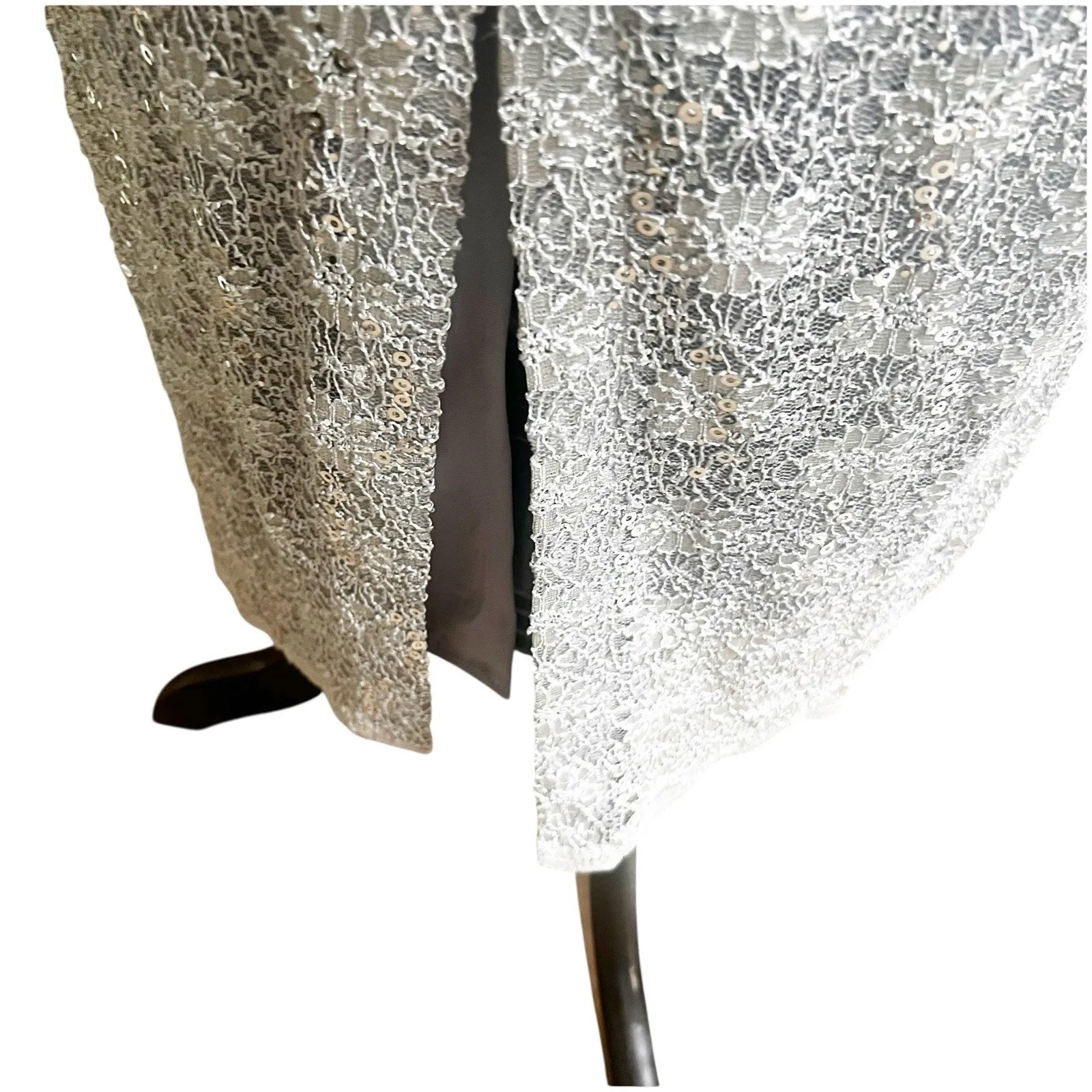 R&M Richards Vintage Sequin Maxi Dress Silver Size 8 Fairy Godmother Y2K 90’s - Image 8