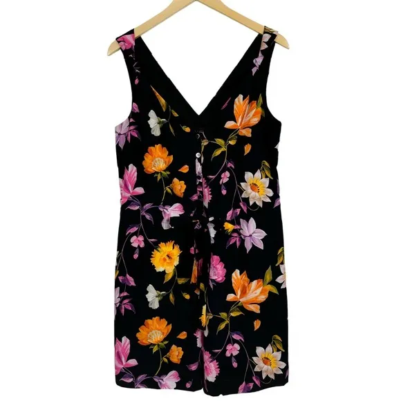 Ted Baker  Dayna‎ Rhubarb Floral Buttoned Tropical Romper Black Size 4 NWT - Image 2