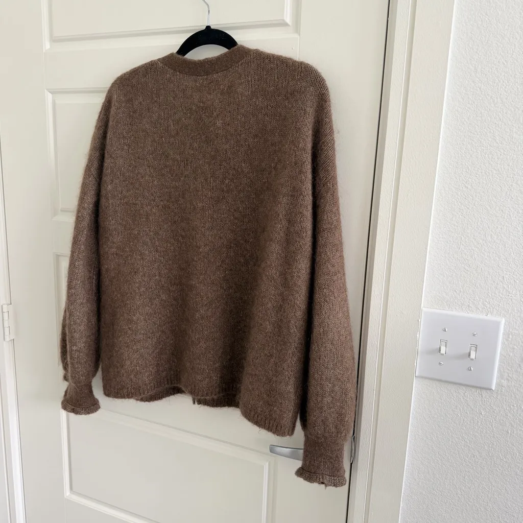 Sezane Brown Cardigan with Ruffle Sleeve - Image 8