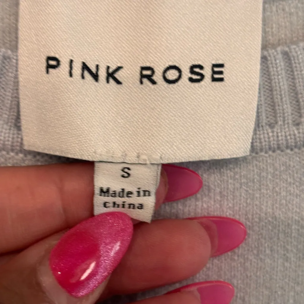 Pink Rose Soft Blue Knit Top - Image 3