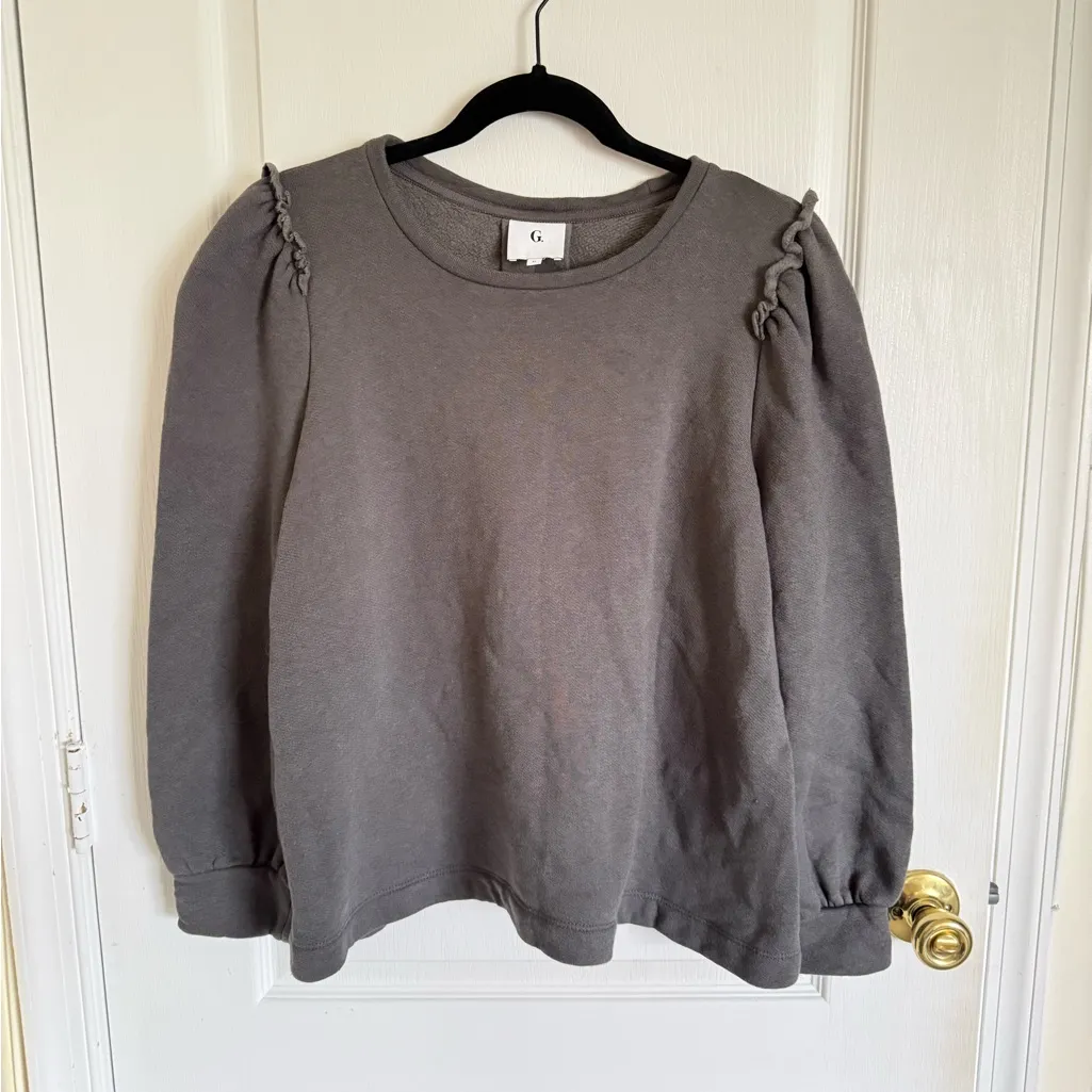 G. Label by Goop Torres Puff Sleeve Sweatshirt in grey Gray Size XL - Image 3